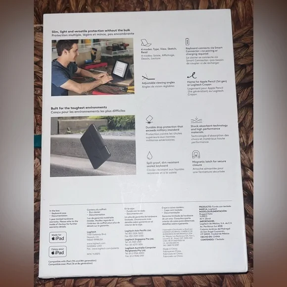 Logitech Rugged Folio Keyboard Case for Apple iPad 7th & 8th Generation - Picture 2 of 13